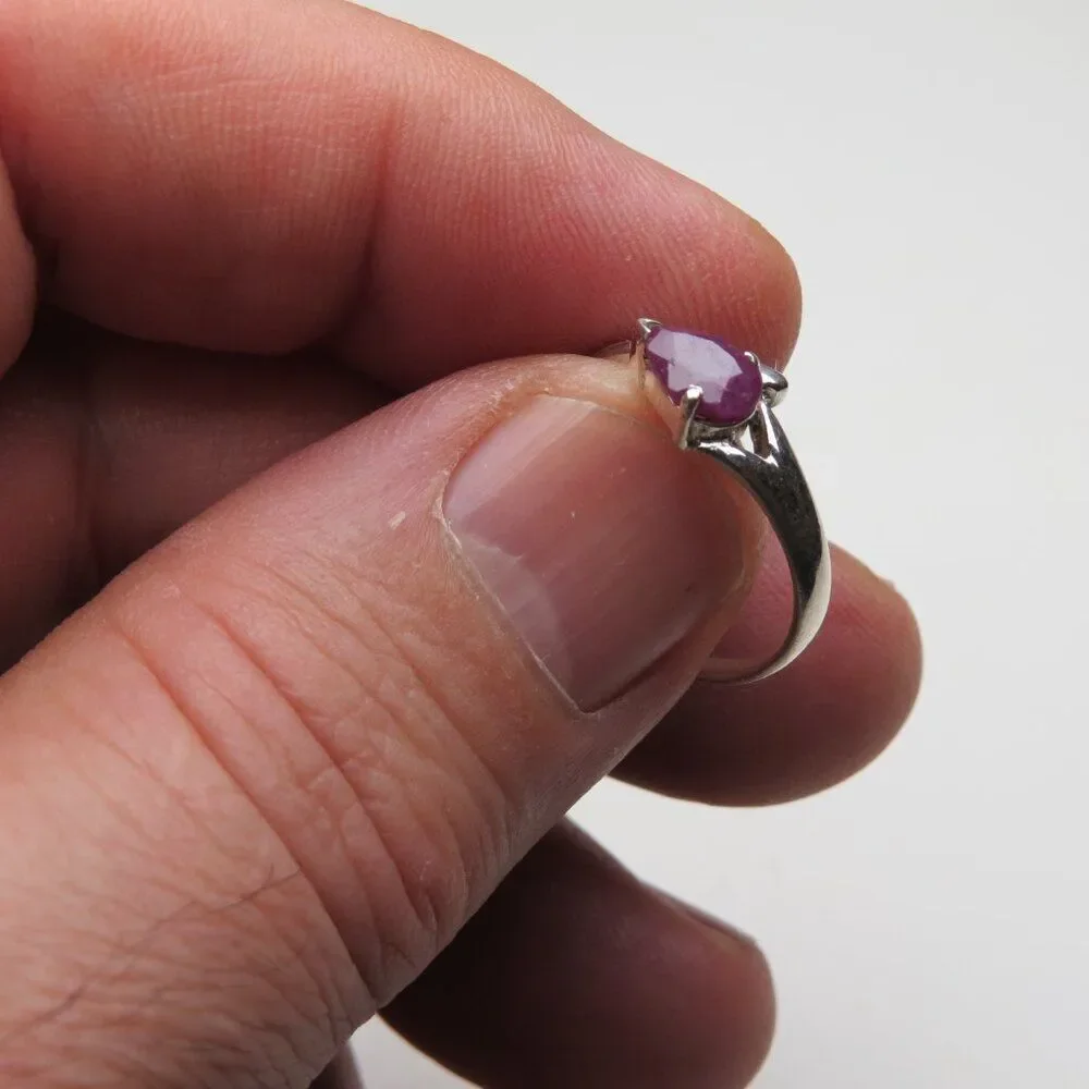*925 Sterling Silver Genuine Ruby Ring - Picture 3 of 5